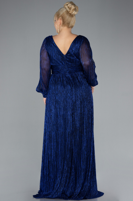 Sax Blue Long Plus Size Evening Dress ABU3154