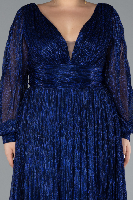 Sax Blue Long Plus Size Evening Dress ABU3154
