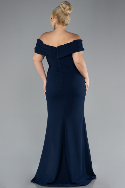 Navy Blue Long Plus Size Evening Dress ABU3172