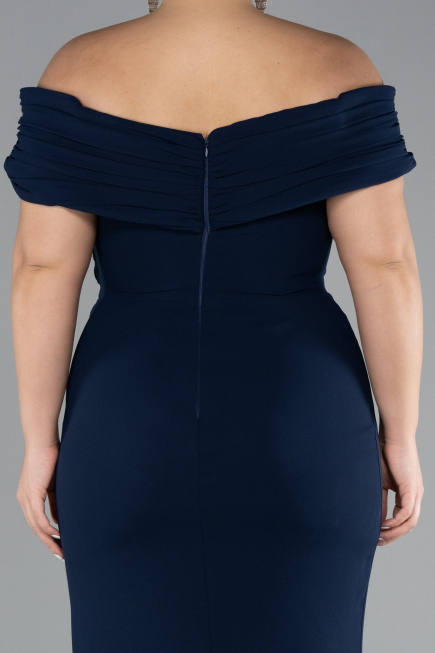 Navy Blue Long Plus Size Evening Dress ABU3172