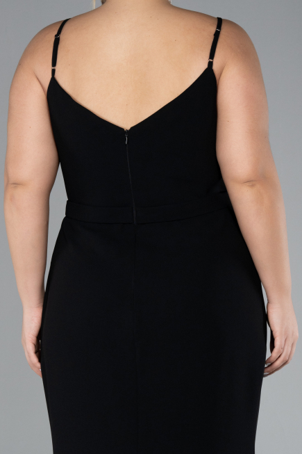 Black Straps Long Plus Size Evening Gown ABU4300
