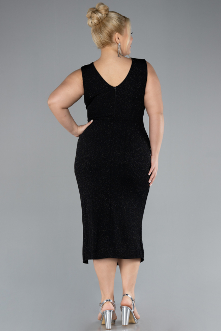 Midi Black Plus Size Evening Dress ABK1492