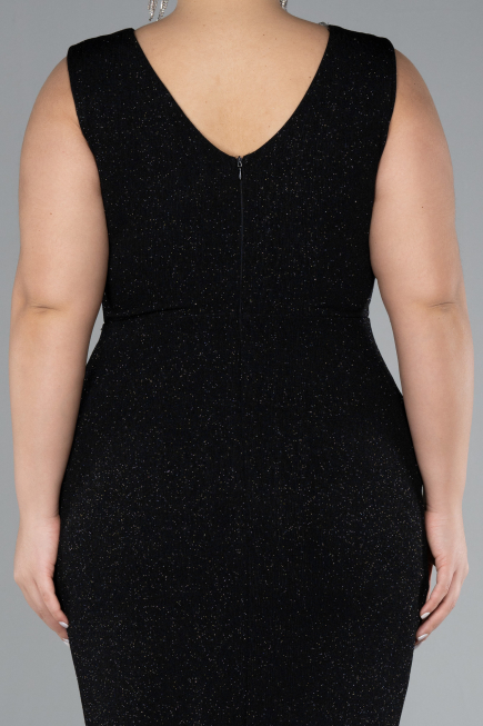 Midi Black Plus Size Evening Dress ABK1492