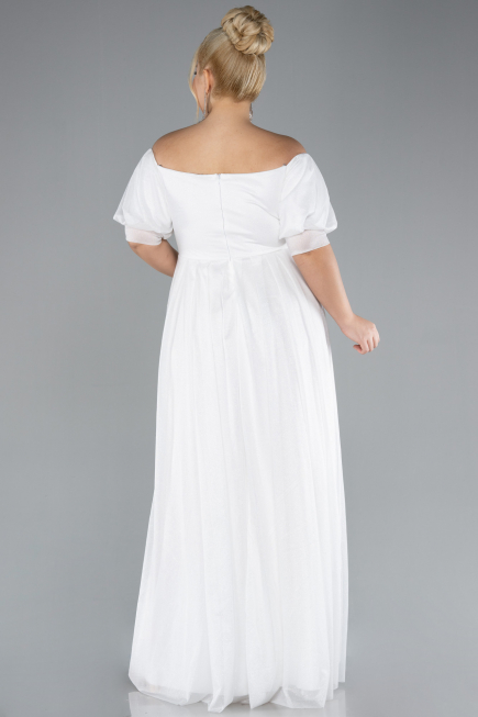 White Long Plus Size Evening Dress ABU3615