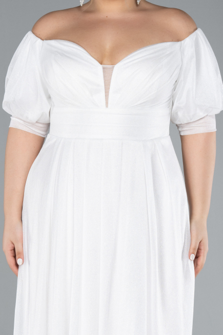 White Long Plus Size Evening Dress ABU3615