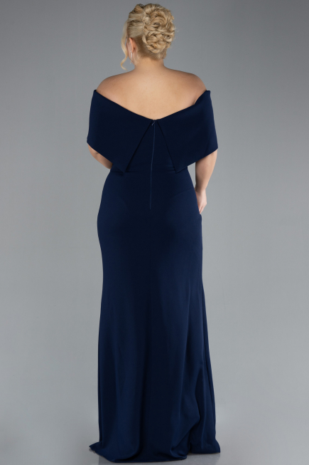 Long Navy Blue Plus Size Evening Gown ABU3945