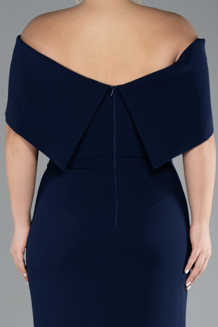 Long Navy Blue Plus Size Evening Gown ABU3945