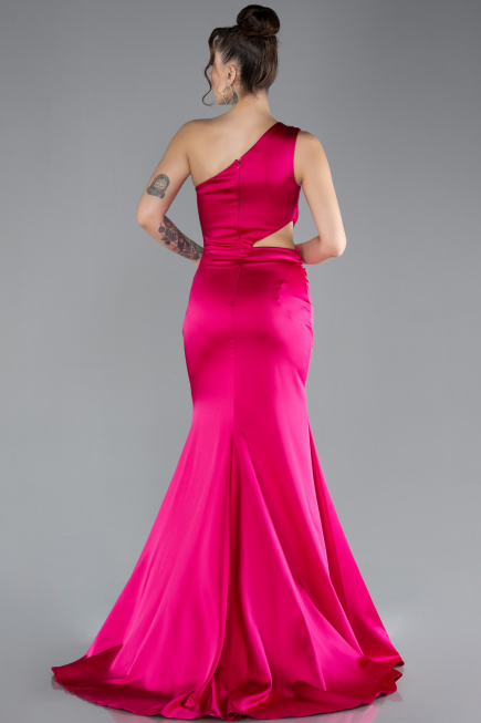Long Fuchsia Satin Prom Gown ABU4409