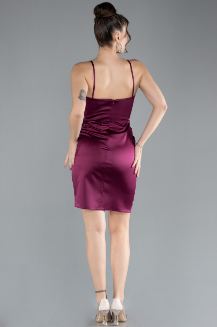 Mini Plum Satin Cocktail Dress ABK2174