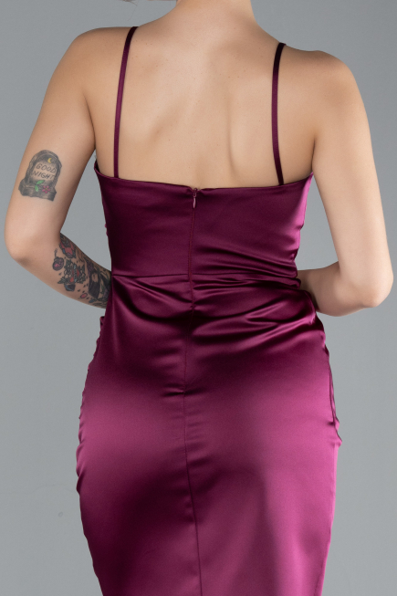 Mini Plum Satin Cocktail Dress ABK2174