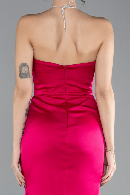 Mini Fuchsia Satin Cocktail Dress ABK2175