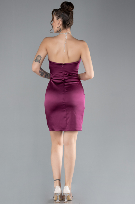 Mini Plum Satin Cocktail Dress ABK2175