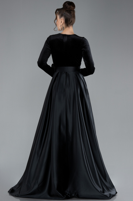 Long Black Velvet Evening Dress ABU1523