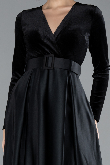 Long Black Velvet Evening Dress ABU1523