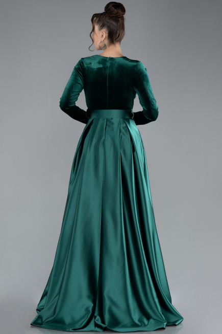 Emerald Green Long Velvet Evening Dress ABU1523