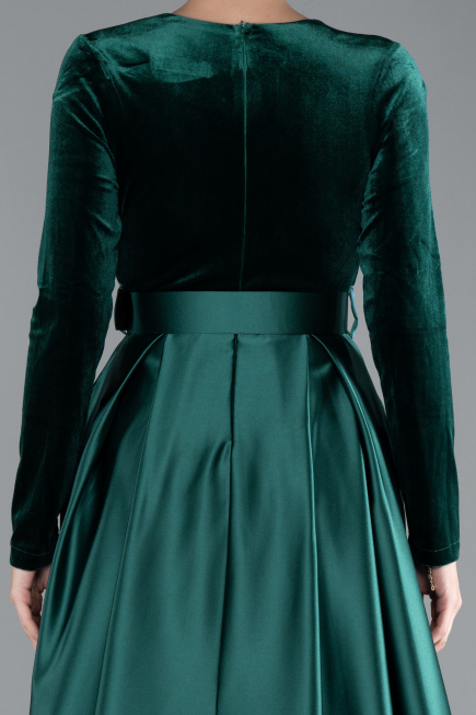 Emerald Green Long Velvet Evening Dress ABU1523