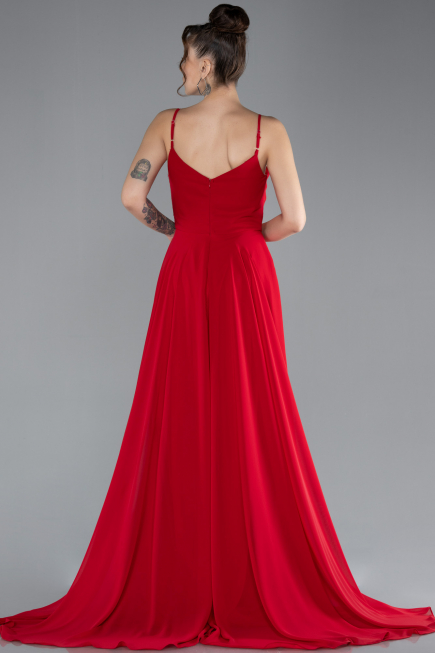 Long Red Chiffon Prom Gown ABU4412