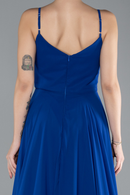 Long Sax Blue Chiffon Prom Gown ABU4412