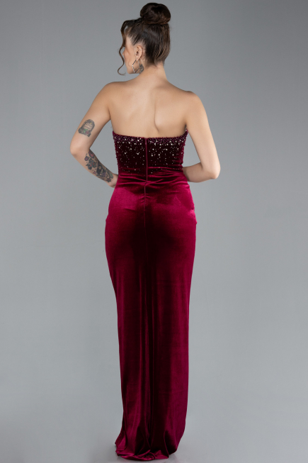 Long Burgundy Velvet Evening Dress ABU4405