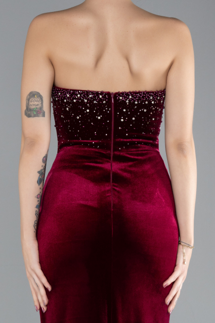 Long Burgundy Velvet Evening Dress ABU4405