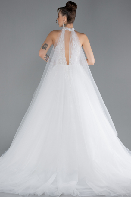 Long White Plus Size Wedding Dress ABU4488