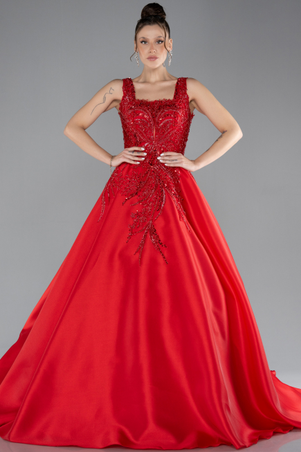 Red Long Haute Couture Dress ABU3745