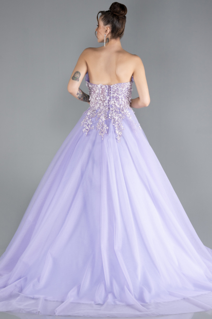 Lila Strapless Dantelle Plus Size Haute Couture Dress ABU4453