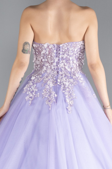 Lila Strapless Dantelle Plus Size Haute Couture Dress ABU4453