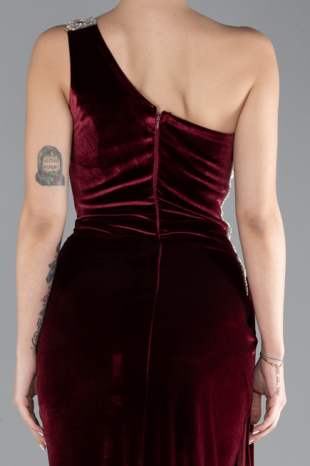 Long Burgundy Velvet Evening Dress ABU3365