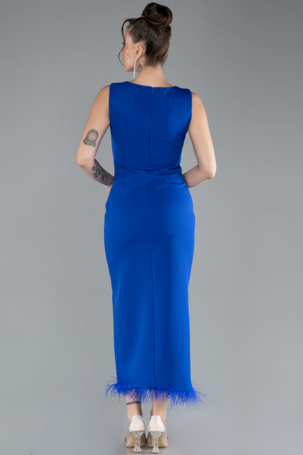Sax Blue Sleeveless Slit Midi Party Dress ABK2169