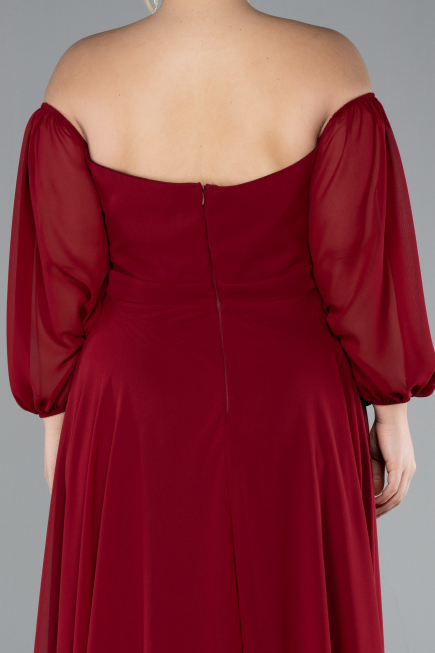 Burgundy Long Chiffon Oversized Evening Dress ABU2597