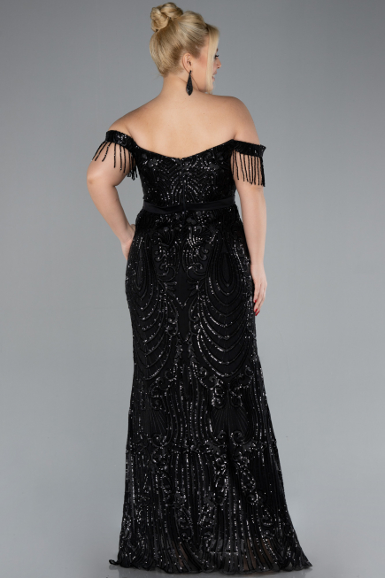 Long Black Plus Size Engagement Dress ABU3785