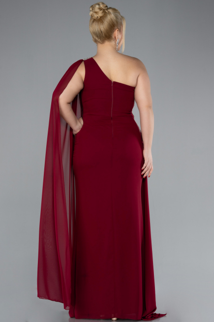 Long Burgundy Chiffon Formal Plus Size Dress ABU4407