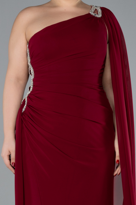 Long Burgundy Chiffon Formal Plus Size Dress ABU4407