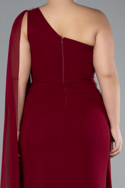 Long Burgundy Chiffon Formal Plus Size Dress ABU4407