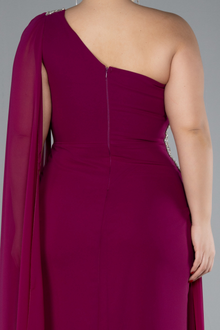 Long Plum Chiffon Formal Plus Size Dress ABU4407