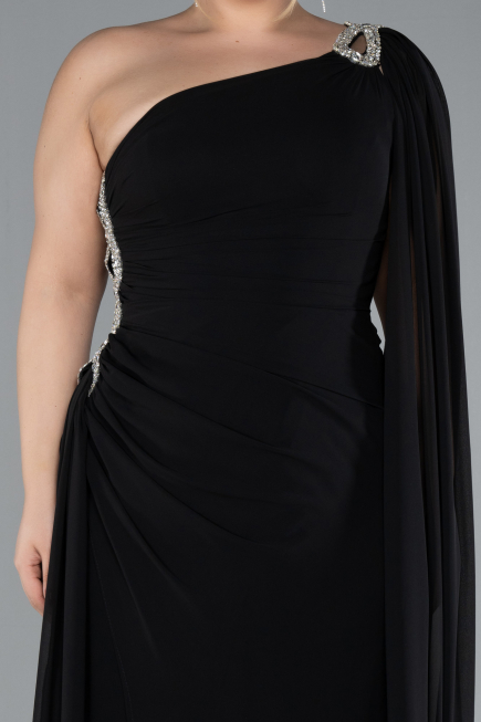 Long Black Chiffon Formal Plus Size Dress ABU4407