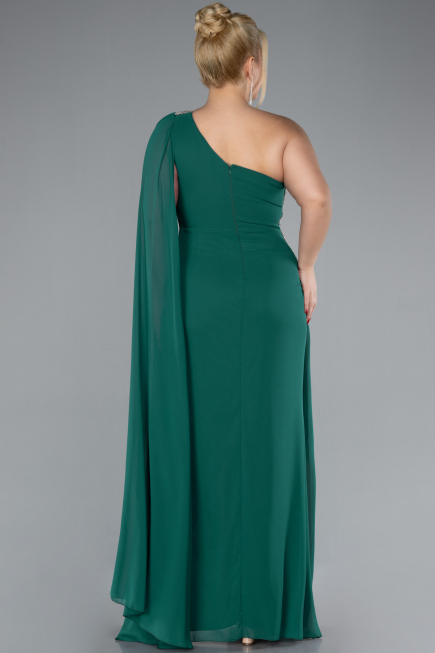Long Emerald Green Chiffon Formal Plus Size Dress ABU4407