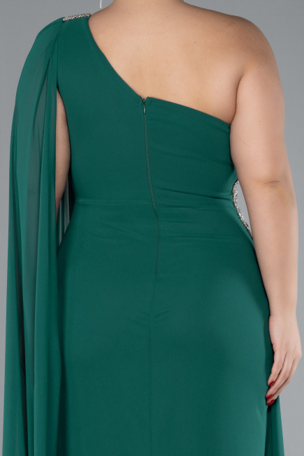 Long Emerald Green Chiffon Formal Plus Size Dress ABU4407
