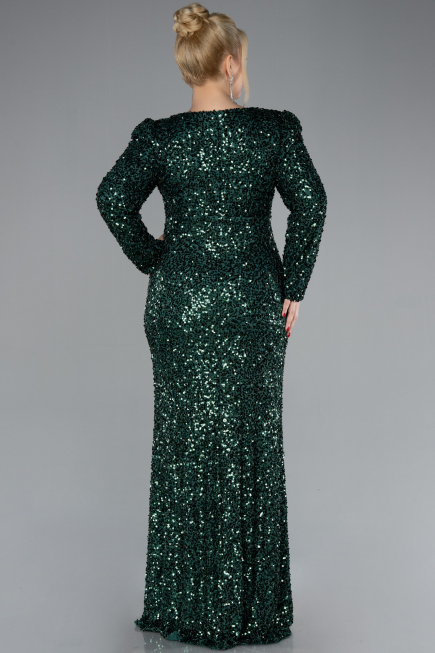 Emerald Green Long Scaly Plus Size Engagement Dress ABU4373