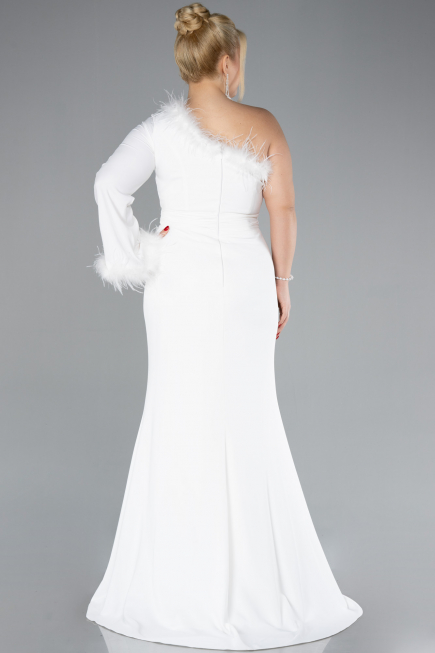White Long Plus Size Evening Dress ABU3518