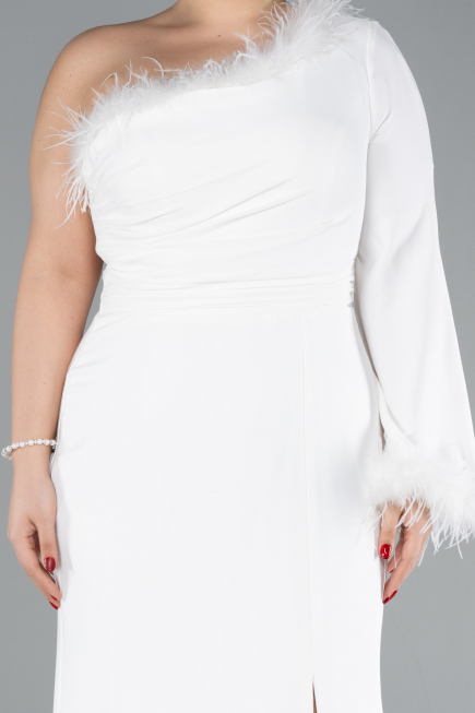 White Long Plus Size Evening Dress ABU3518