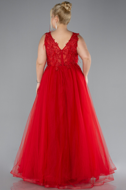 Red Long Plus Size Engagement Dress ABU3719