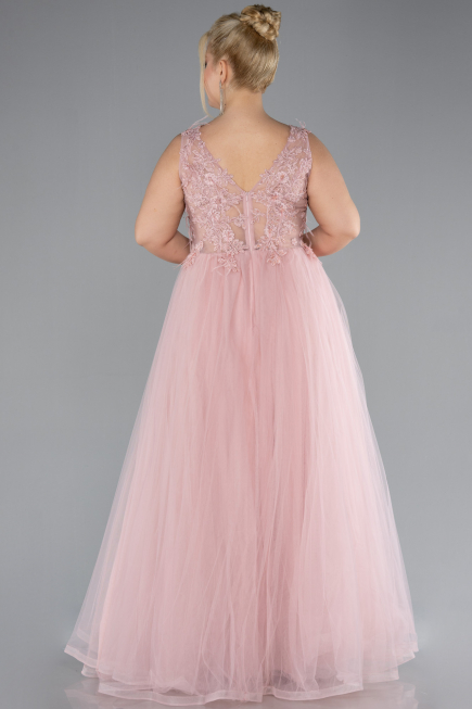 Powder Color Long Plus Size Engagement Dress ABU3719
