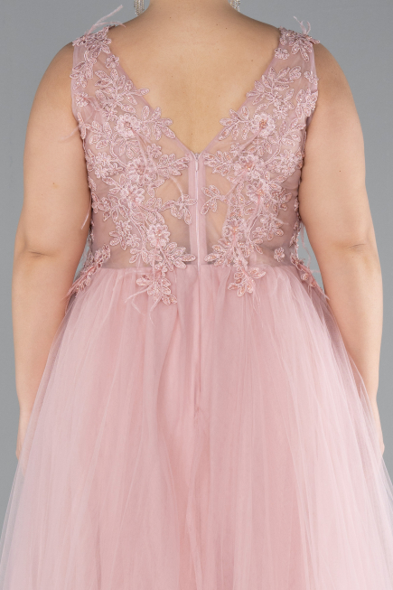 Powder Color Long Plus Size Engagement Dress ABU3719