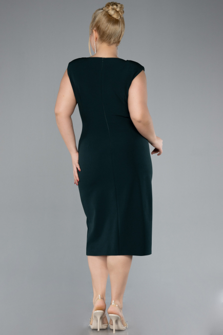 Emerald Green Sleeveless Midi Plus Size Party Dress ABK2190