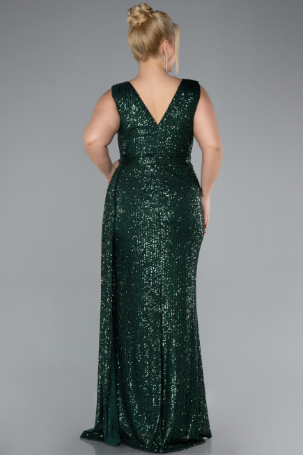 Green Long Scaly Plus Size Evening Dress ABU3194