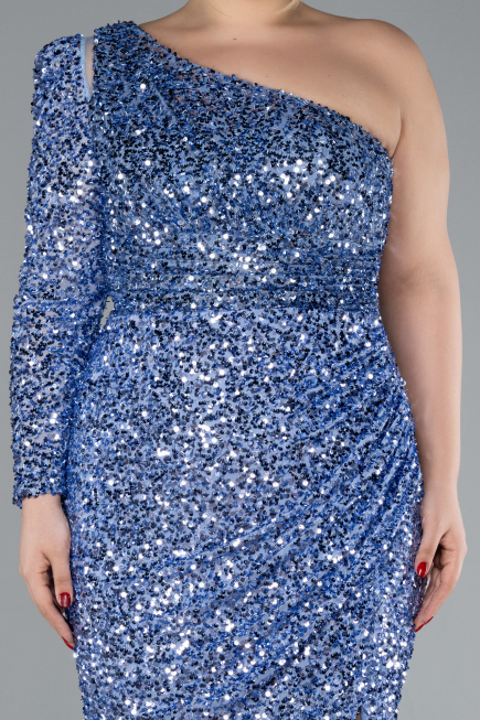 Long Indigo Plus Size Engagement Dress ABU4404