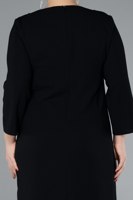 Black Capri Sleeve Midi Plus Size Invitation Dress ABK2197