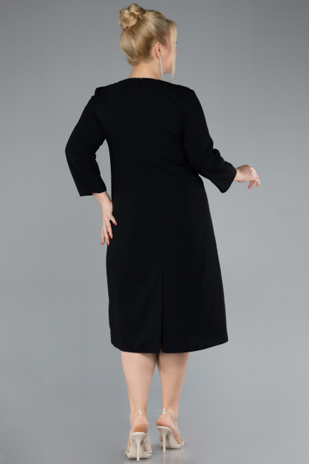 Black Capri Sleeve Midi Plus Size Invitation Dress ABK2197